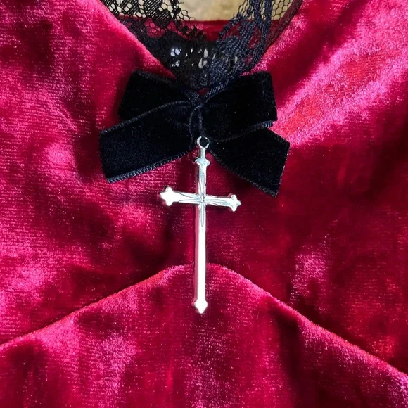 Social Collision Red Velvet Dress - Picture 6 of 9